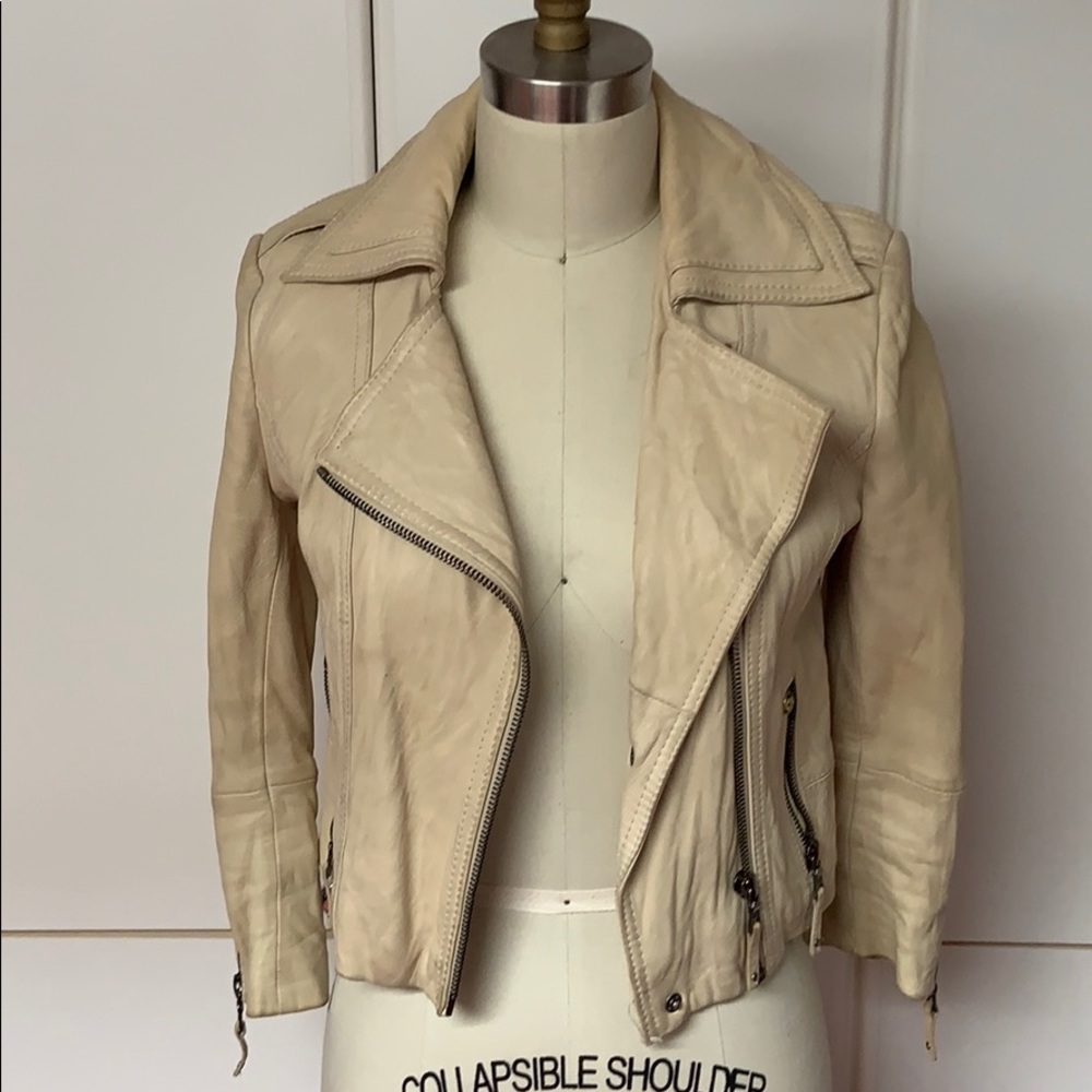 Ever Cropped 3/4 Sleeve Leather Jacket